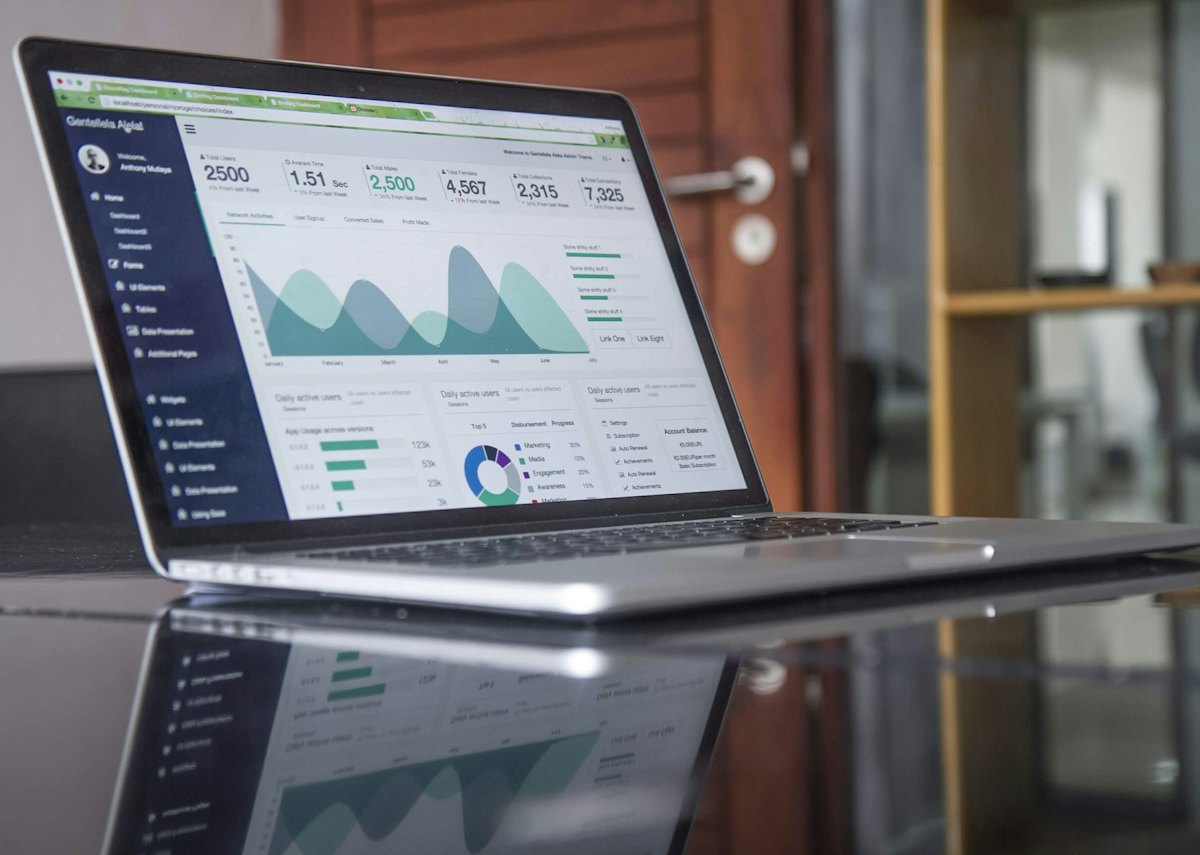 Search analytics charts on a laptop screen