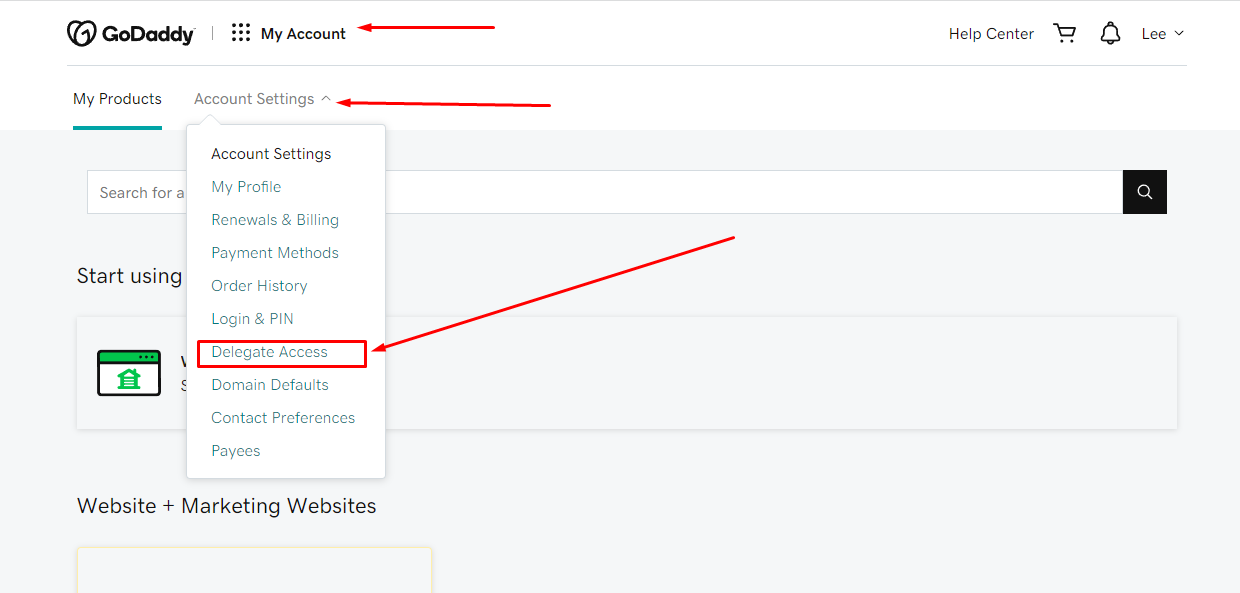 GoDaddy Delegated Access - Step 01